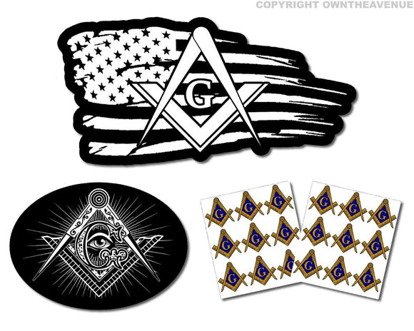 20 Pack Freemason Masonic Mason Compass Sticker Decal Bumper Window Car Lot - OwnTheAvenue
