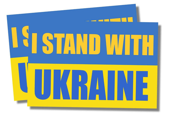 I Stand With Ukraine Sticker - Car Truck Vinyl Decal Ukrainian Flag 2 Pack - OwnTheAvenue