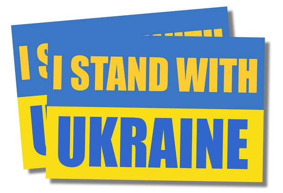 I Stand With Ukraine Sticker - Car Truck Vinyl Decal Ukrainian Flag 2 Pack