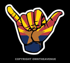 Shaka Hang Loose Arizona AZ Flag Vinyl Sticker - OwnTheAvenue