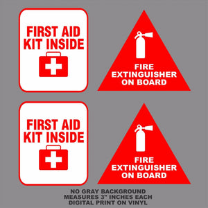 3" Fire Extinguisher First Aid Decals Stickers Pack Label Truck Off Road Safety - OwnTheAvenue