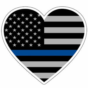 Plain Blue Color Flag Heart I Love Police Support Sticker Decal 4" - OwnTheAvenue