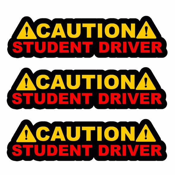 x3 / Three Caution Student Driver! Auto JDM Racing Drifting Decal Sticker 6