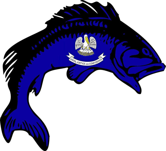 Bass Fish Fishing Louisiana LA Flag Car Truck Bumper Window Cooler Sticker - OwnTheAvenue