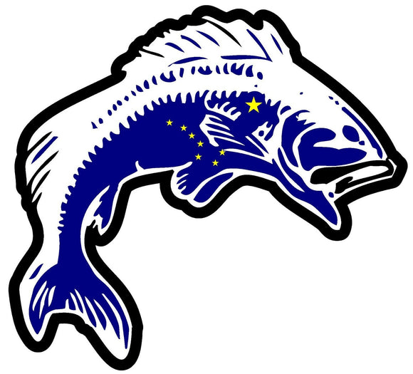 Alaska AK Flag Bass Fish Fishing Lake Outdoors Ocean Beach Vinyl Sticker - 4