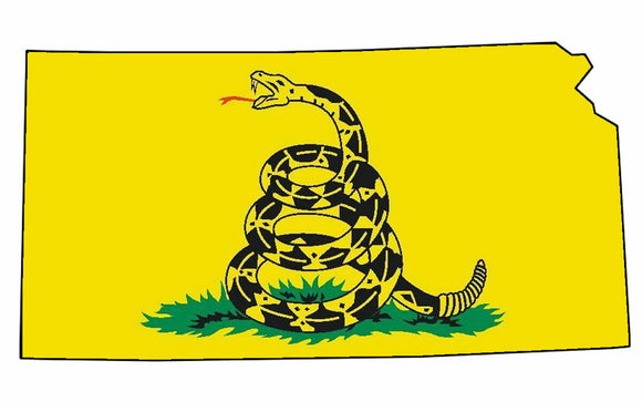 Gadsden Flag Don't Treat On Me Kansas KS State Outline Vinyl Sticker