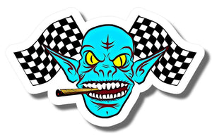 Rat Rod Hot Rod Chopper Bopper Checkered Flag Motorcycle Vintage Racing Sticker
