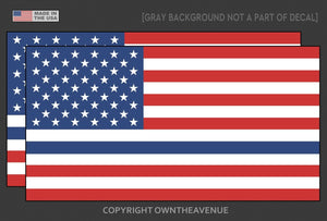 Blue Support Police USA American Thin Colored Flag Car Decal Sticker ModelHJ90 2 Pack - 4" Inches Long Each - OwnTheAvenue