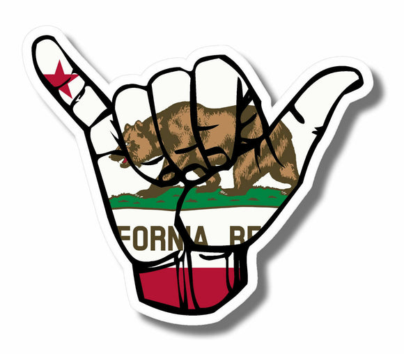 Shaka Hang Loose California Cali Bear Flag Sticker Car Bumper JDM Vehicle Decal - OwnTheAvenue