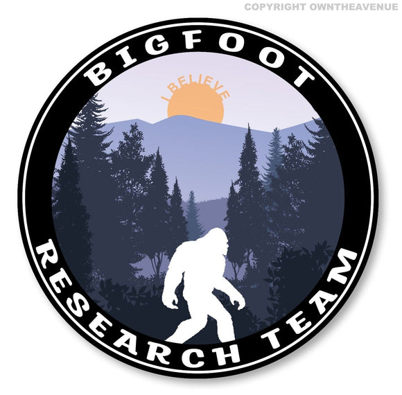 Bigfoot Research Team I Believe Sasquatch Forest Sun Rise Sticker Decal 3.75