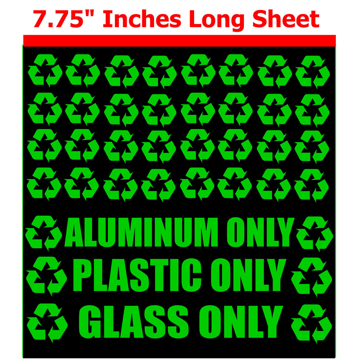 Recycle Logo & Trash Decal Stickers Kit Pack Lot of 35 Green Decals