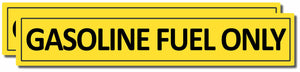 x2 Gasoline Gas Fuel Only Sticker Door Decal Truck Label Tank Vinyl Safety 3"