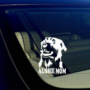 Aussie Mom Australian Shepherd White Decal Sticker I Love My Rescue Dog 5" - OwnTheAvenue