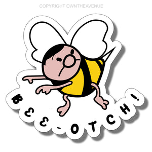 Bee Otch Funny Bumble Bee JDM Drifting Drift Racing Vinyl Decal Sticker 4" Inches Long