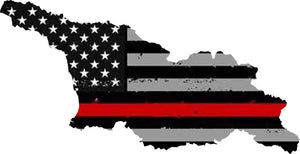 Georgia GA State Outline Red Color Flag Support Fire Fighters Vinyl Sticker