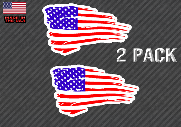 Distressed American Flag Sticker Decal Subdued USA 2 Pack CHOOSE SIZE 2 REG - FC - OwnTheAvenue