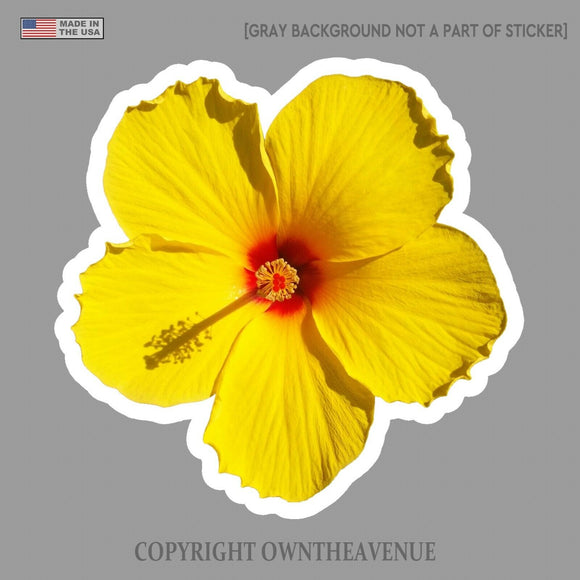 Hawaiian Hibiscus Yellow Flower Sticker Car Window Truck Vinyl Decal 3.5