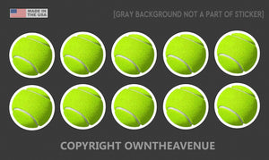 Tennis Ball Vinyl Sticker Decal Pack Lot of 10 For Car Laptop Bumper Window 1.5" - OwnTheAvenue