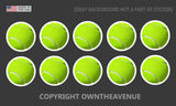 Tennis Ball Vinyl Sticker Decal Pack Lot of 10 For Car Laptop Bumper Window 1.5"