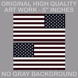 x2 5" Subdued Black American Flag Sticker Die Cut Decal USA LH RH Mirrored - OwnTheAvenue