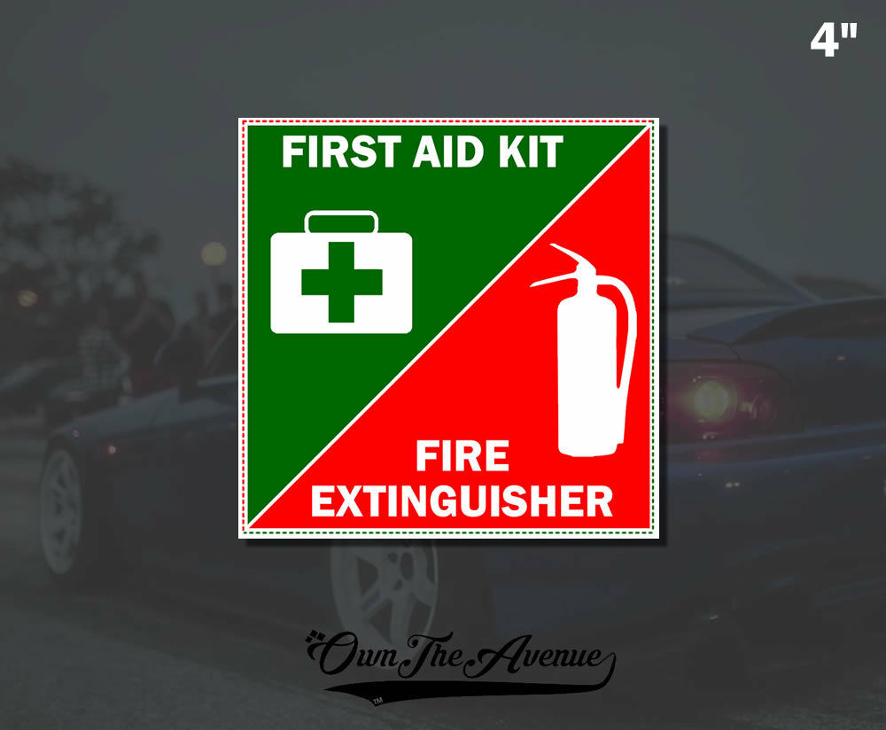 First Aid Kit Fire Extinguisher Sticker Decal Emergency Safety Inside ...