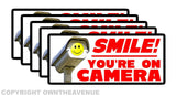 5 Pack Smile you're on camera video security system warning alarm vinyl decal sticker - Measures 3" Inches Long