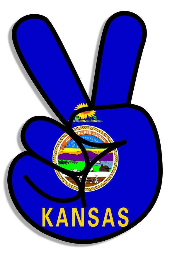 Peace Sign Logo Kansas KS Flag Vinyl Sticker