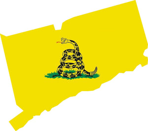 Connecticut CT State Outline Gadsden Flag Vinyl Sticker - OwnTheAvenue