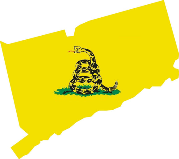 Connecticut CT State Outline Gadsden Flag Vinyl Sticker - OwnTheAvenue