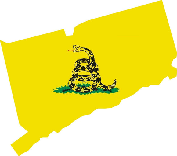 Connecticut CT State Outline Gadsden Flag Vinyl Sticker