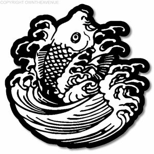 Koi Fish Waves JDM Japanese Low Drift Race Surf Vinyl Decal Sticker 5" Inches