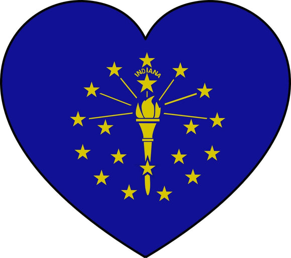 Indiana IN Flag Heart Love Vinyl Sticker