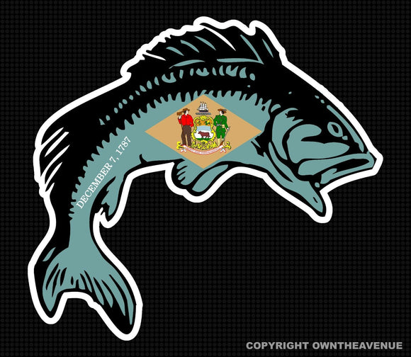 Delaware DE Flag Bass Fish Fishing Outdoor Lake Vinyl Sticker 4