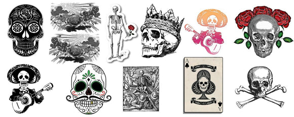 Evil Skull Motorcycle Tattoo Art JDM Drift Car Truck Window Vinyl Stickers Pack