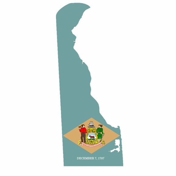 Delaware DE Flag State Outline Vinyl Sticker - OwnTheAvenue