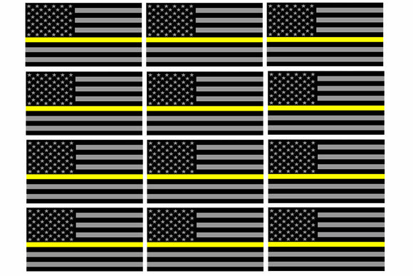 x12 Support Dispatcher Police Yellow Line Sticker Decal Flag Hard Hat 2