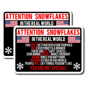 x2 Attention Snowflake Funny Political Trump Car Truck Window Decal Sticker - OwnTheAvenue