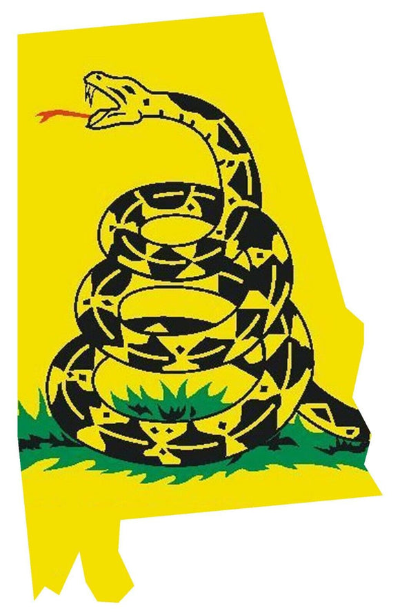 Alabama AL State Outline Gadsden Flag Vinyl Sticker - 4