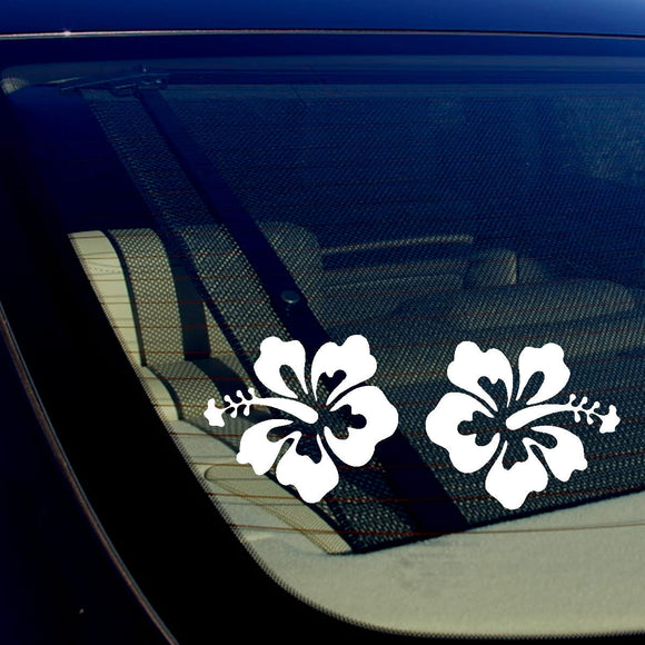 x2 Hawaii Hawaiian Islands Hibiscus Flower Vinyl Decal Car Bumper Sticker White - OwnTheAvenue