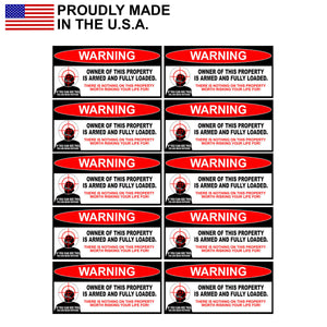 x10 Owner Armed Warning Sticker 2nd Amendment Decal Gun Firearm 6" Inches Long - OwnTheAvenue