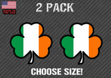 2 Pack Irish Shamrock Clover Sticker Decal - Irish Flag, Choose Size