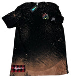 Acid Mineral Wash Tie Dye Logo w. Plaid Hem T Shirt - OwnTheAvenue
