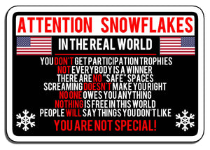Attention Snowflake Sticker Decal Political For Window Car Truck Bumper 4.8"
