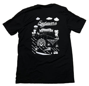 Vol.3 Skate Surf Palm Trees Black Adult T Shirt - OwnTheAvenue