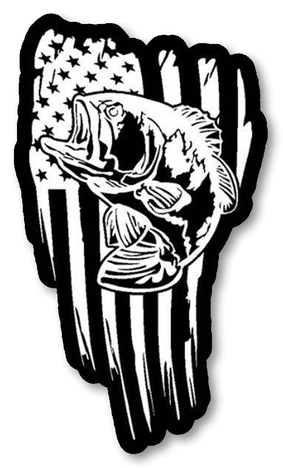 American flag Bass fish sticker decal- fishing USA 10