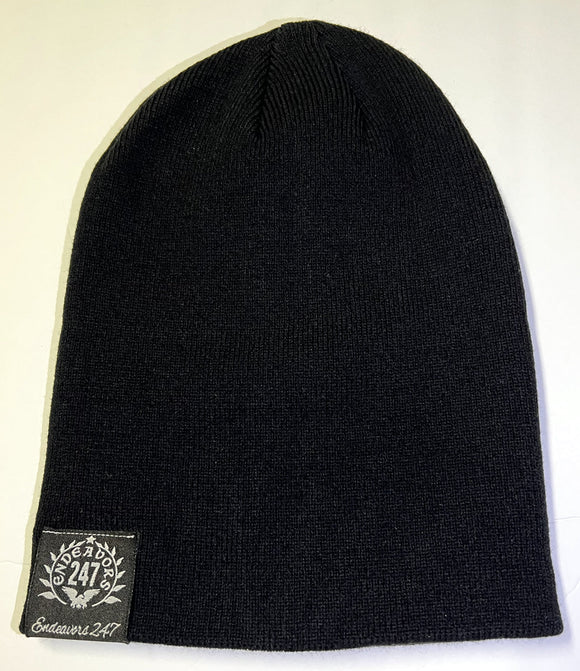 Standard Issue Semi Slouch Beanie - Black Beanie With Black Hem One Size - OwnTheAvenue