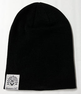 Standard Issue Semi Slouch Beanie - Black Beanie With White Hem One Size - OwnTheAvenue