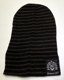Old School Vintage Style Striped Semi Slouch Beanie - Choose Color