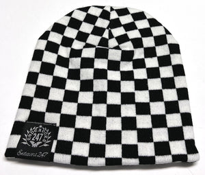 Checkered Pattern Black & White Colors  Beanie - OwnTheAvenue