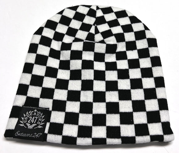Checkered Pattern Black & White Colors  Beanie